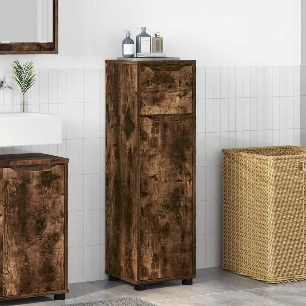vidaXL Badezimmerschrank mit Tür Geräucherte Eiche 30,5 x 30 x 101 cm