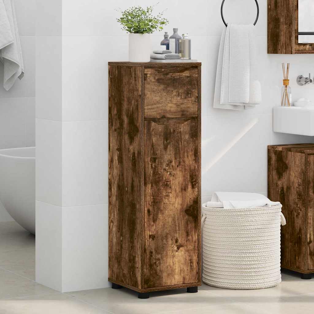 vidaXL Badezimmerschrank mit Tür Geräucherte Eiche 30,5 x 30 x 101 cm