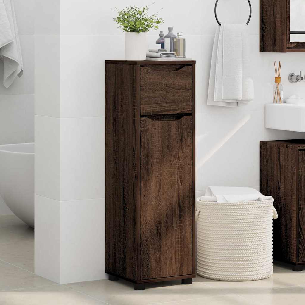 vidaXL Meuble de salle de bain avec porte aspect chêne marron 30,5 x 30 x 101 cm