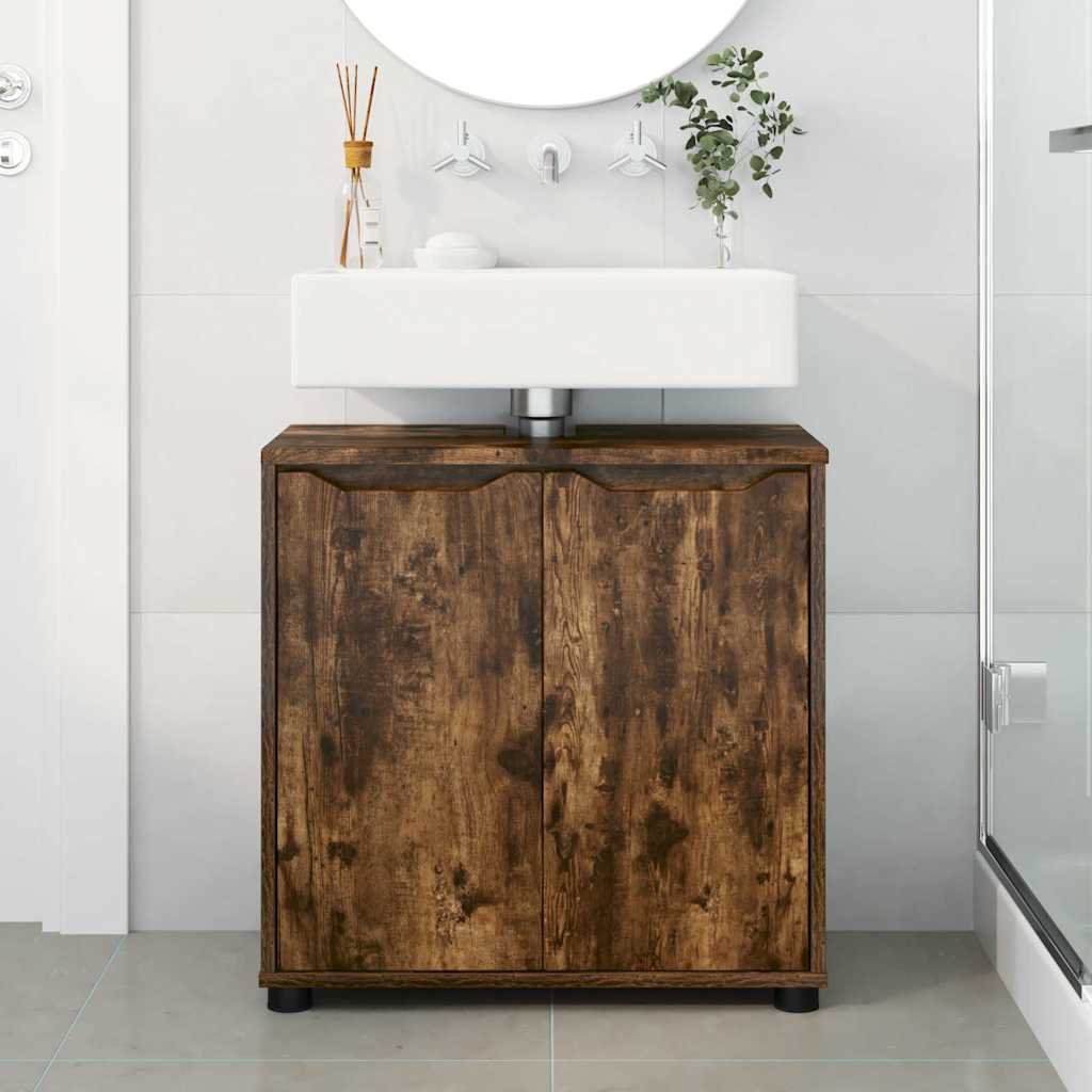 vidaXL Meuble sous lavabo chêne fumé 60 x 30 x 60 cm