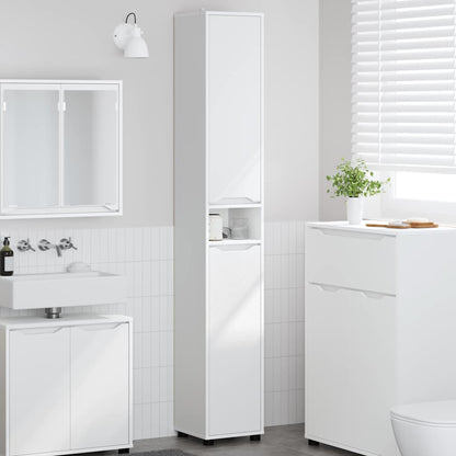 vidaXL Armoire de salle de bain avec porte Blanc 30,5 x 30 x 195 cm Bois d'ingénierie