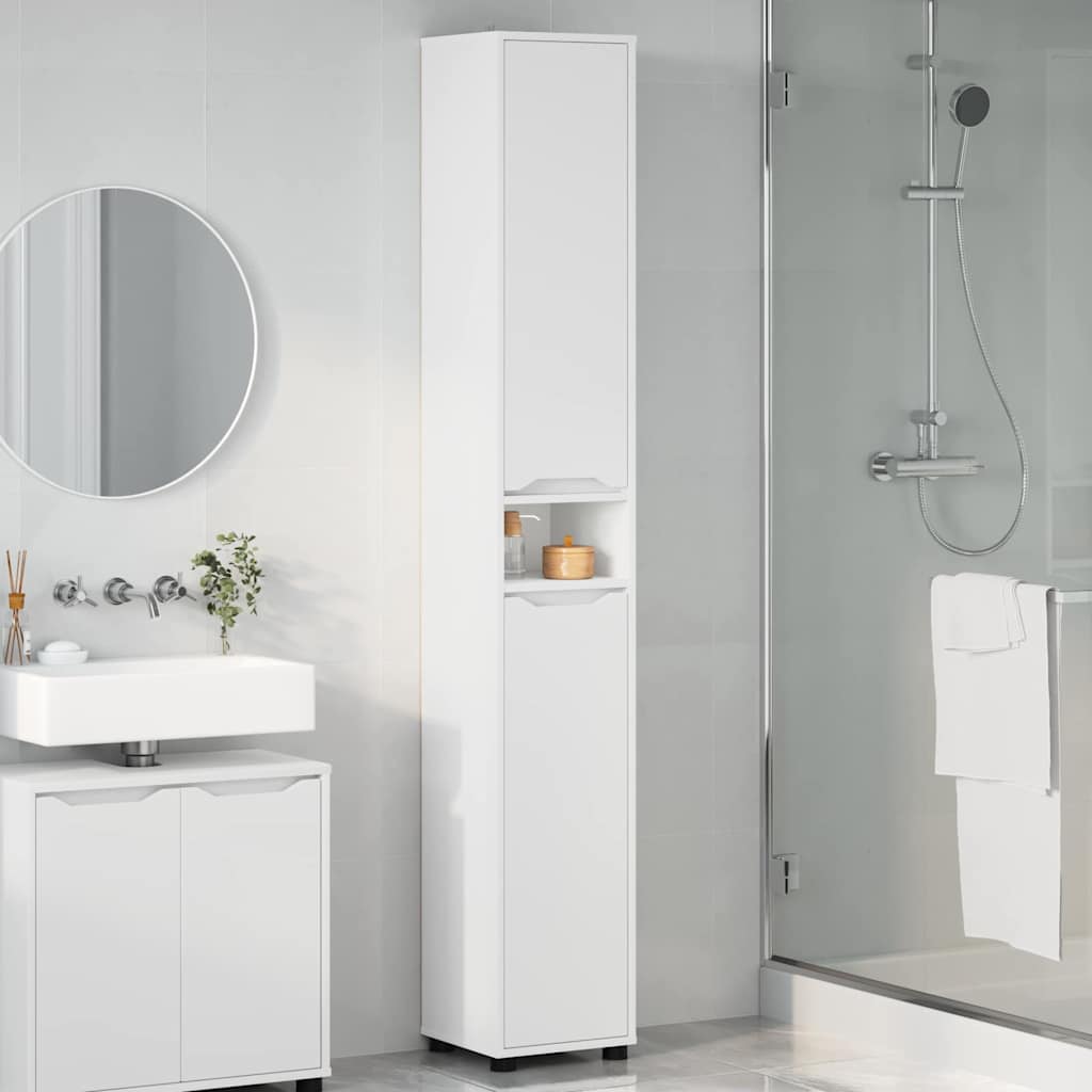 vidaXL Armoire de salle de bain avec porte Blanc 30,5 x 30 x 195 cm Bois d'ingénierie