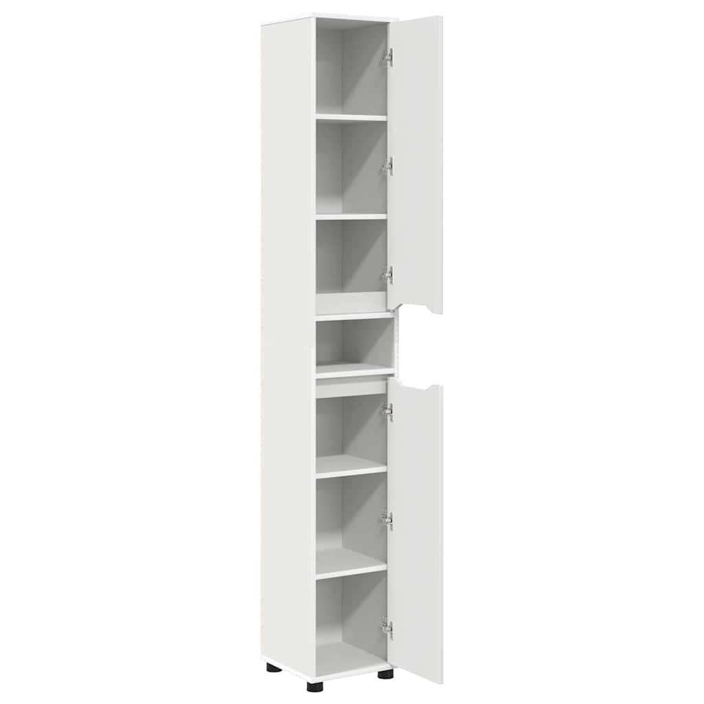 vidaXL Armoire de salle de bain avec porte Blanc 30,5 x 30 x 195 cm Bois d'ingénierie