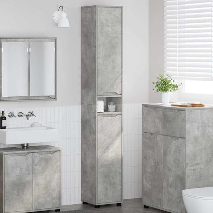 vidaXL Armoire de salle de bain gris béton 30,5 x 30 x 195 cm en bois d'ingénierie