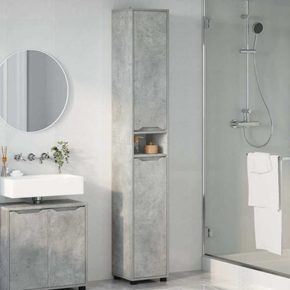 vidaXL Armoire de salle de bain gris béton 30,5 x 30 x 195 cm en bois d'ingénierie