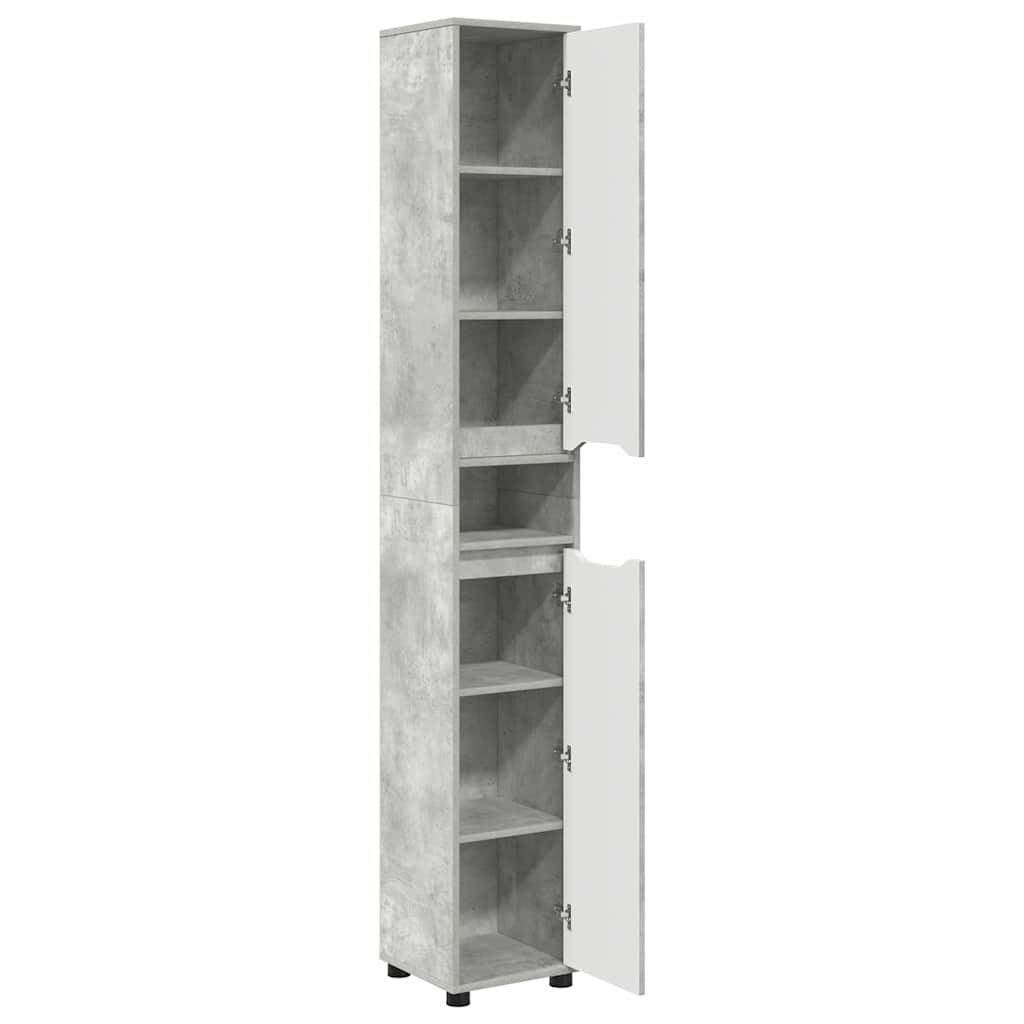 vidaXL Armoire de salle de bain gris béton 30,5 x 30 x 195 cm en bois d'ingénierie