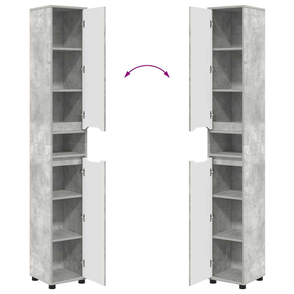 vidaXL Armoire de salle de bain gris béton 30,5 x 30 x 195 cm en bois d'ingénierie