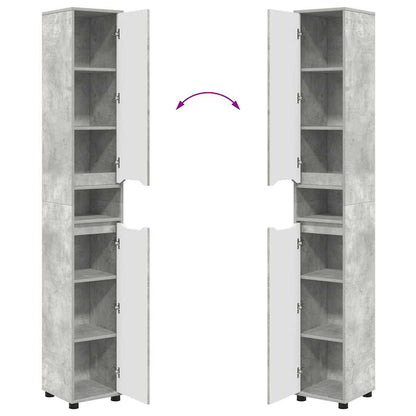 vidaXL Armoire de salle de bain gris béton 30,5 x 30 x 195 cm en bois d'ingénierie