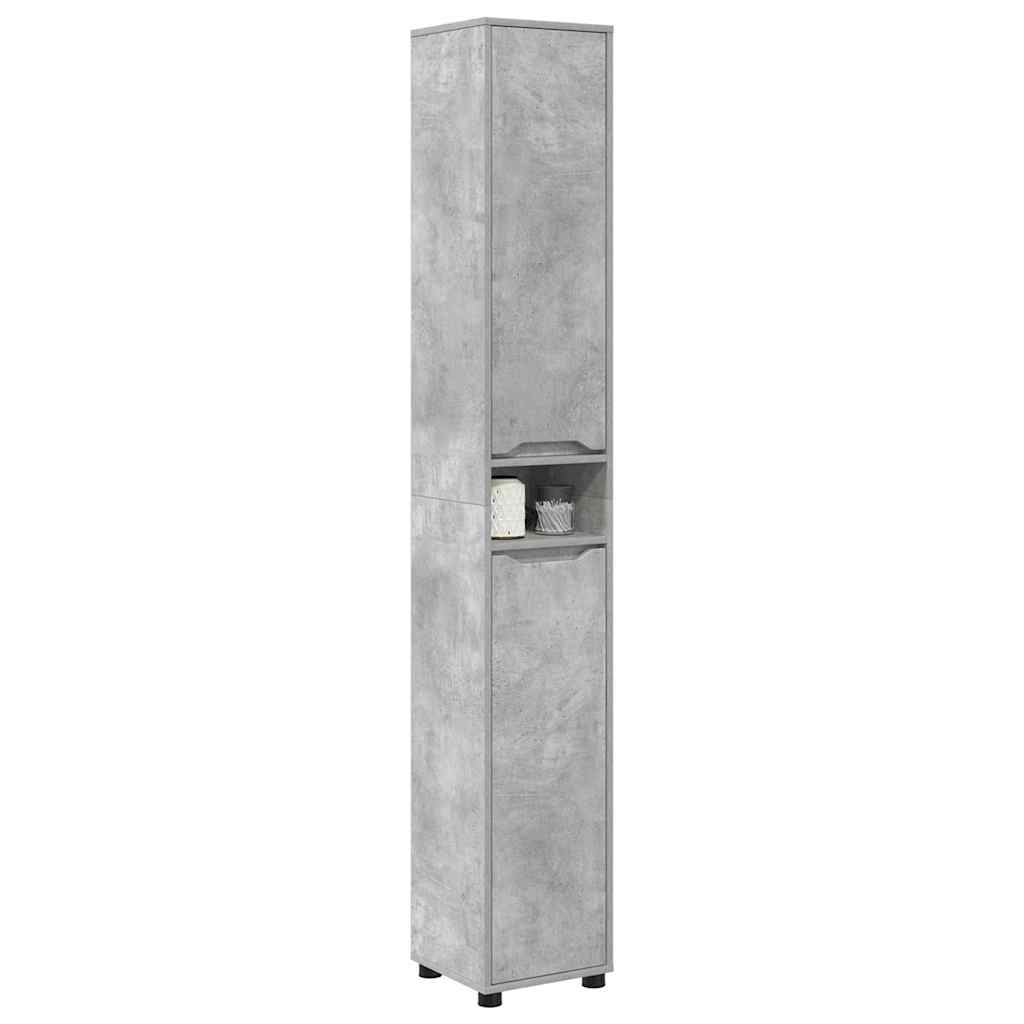 vidaXL Armoire de salle de bain gris béton 30,5 x 30 x 195 cm en bois d'ingénierie