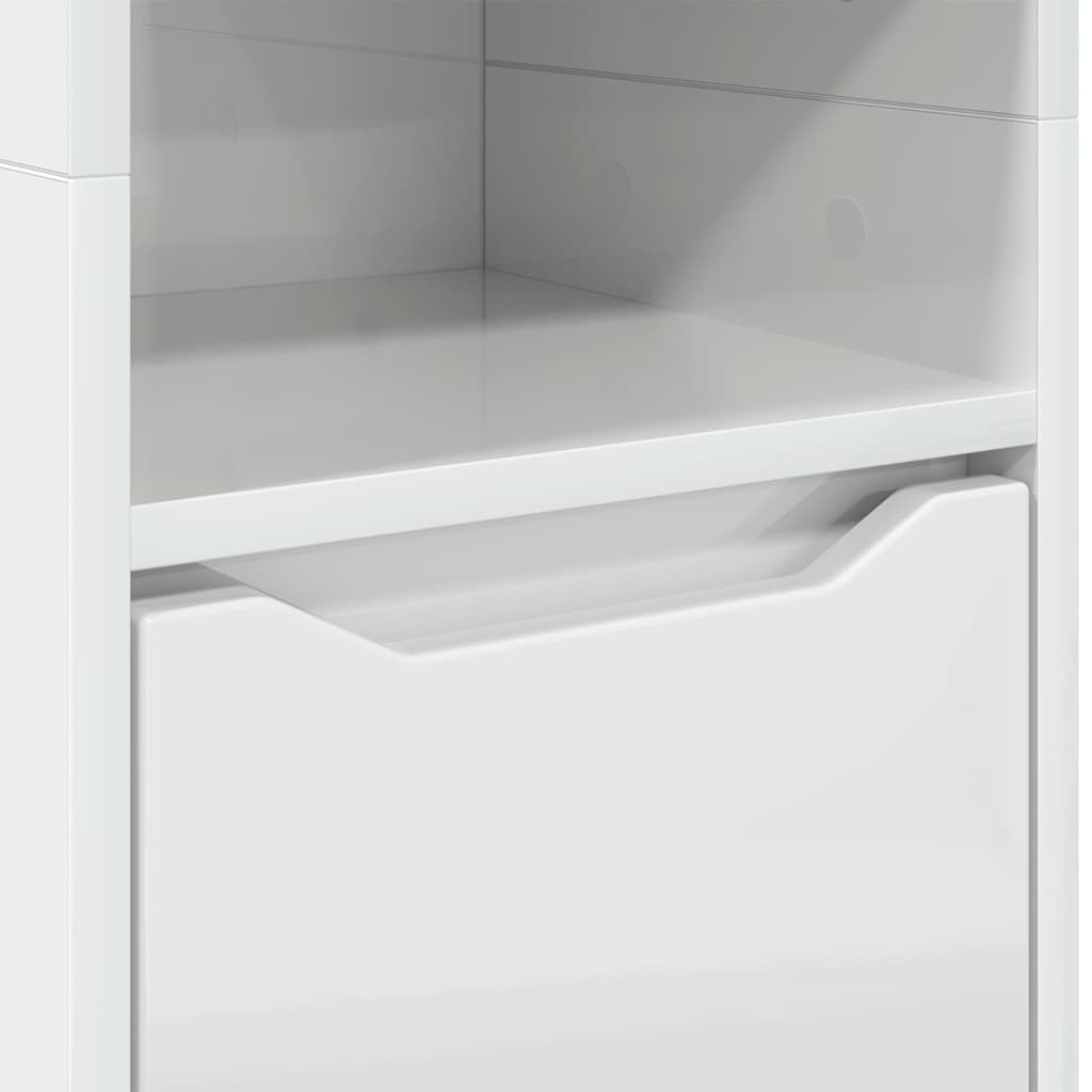 vidaXL Armoire de salle de bain avec étagère Blanc brillant 30,5 x 30 x 195 cm