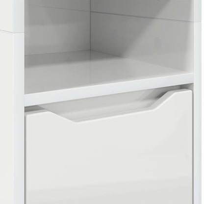 vidaXL Armoire de salle de bain avec étagère Blanc brillant 30,5 x 30 x 195 cm