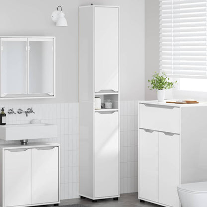 vidaXL Armoire de salle de bain avec étagère Blanc brillant 30,5 x 30 x 195 cm