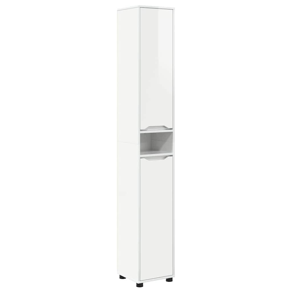 vidaXL Armoire de salle de bain avec étagère Blanc brillant 30,5 x 30 x 195 cm