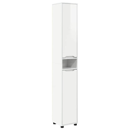 vidaXL Armoire de salle de bain avec étagère Blanc brillant 30,5 x 30 x 195 cm