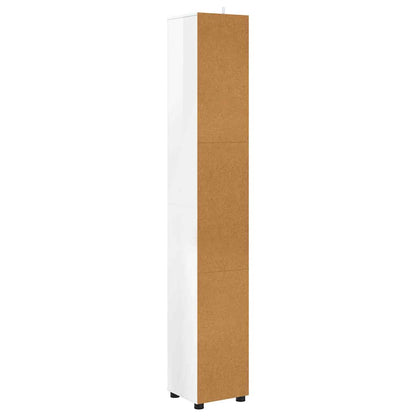 vidaXL Armoire de salle de bain avec étagère Blanc brillant 30,5 x 30 x 195 cm