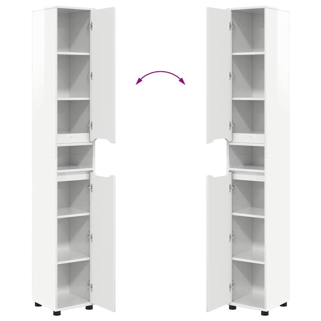 vidaXL Armoire de salle de bain avec étagère Blanc brillant 30,5 x 30 x 195 cm