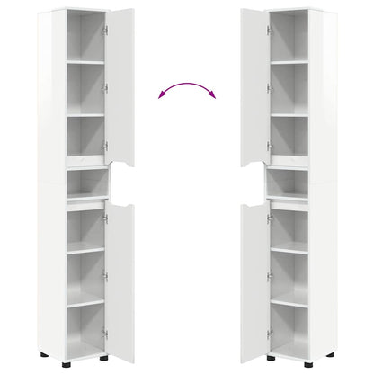vidaXL Armoire de salle de bain avec étagère Blanc brillant 30,5 x 30 x 195 cm