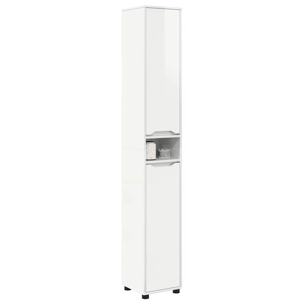 vidaXL Armoire de salle de bain avec étagère Blanc brillant 30,5 x 30 x 195 cm