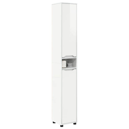 vidaXL Armoire de salle de bain avec étagère Blanc brillant 30,5 x 30 x 195 cm