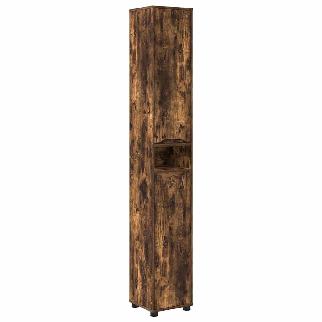 vidaXL Armoire de salle de bain avec porte Chêne fumé 30,5 x 30 x 195 cm