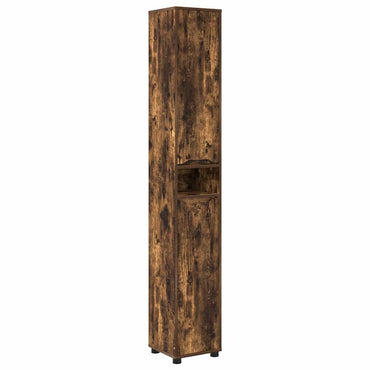 vidaXL Armoire de salle de bain avec porte Chêne fumé 30,5 x 30 x 195 cm