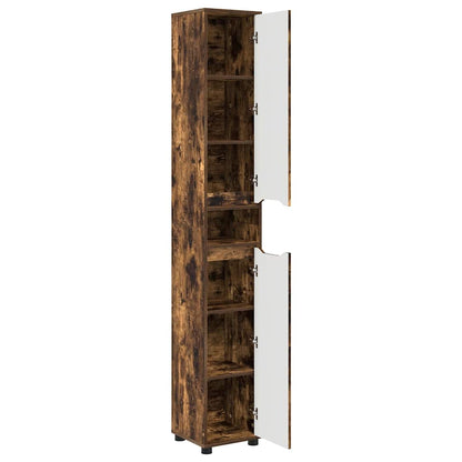 vidaXL Armoire de salle de bain avec porte Chêne fumé 30,5 x 30 x 195 cm