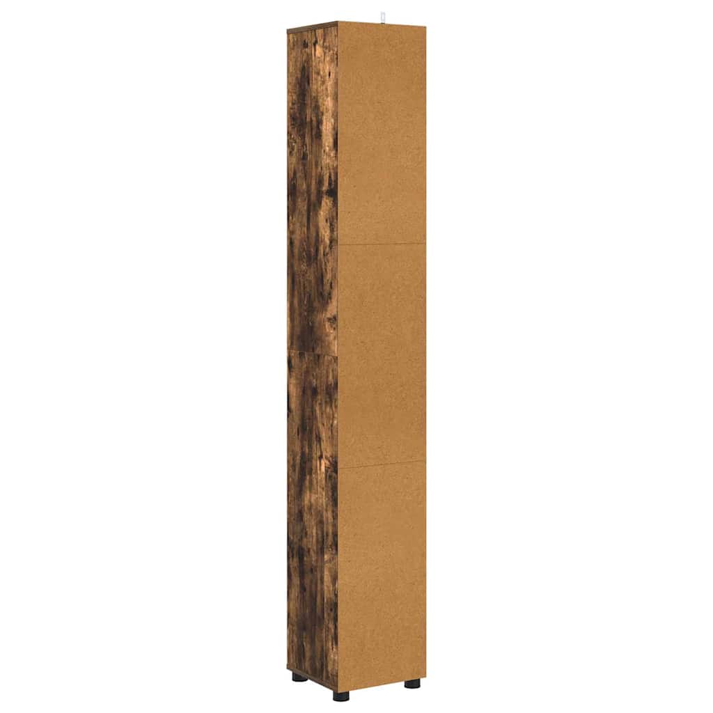 vidaXL Armoire de salle de bain avec porte Chêne fumé 30,5 x 30 x 195 cm
