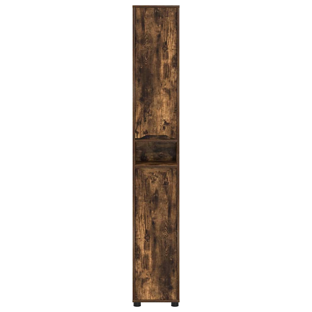 vidaXL Armoire de salle de bain avec porte Chêne fumé 30,5 x 30 x 195 cm