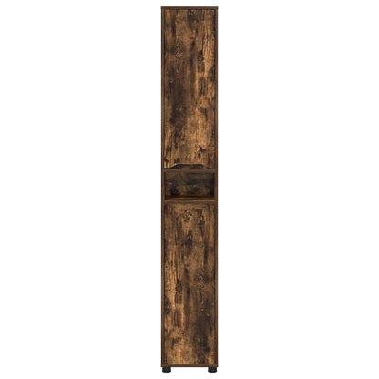 vidaXL Armoire de salle de bain avec porte Chêne fumé 30,5 x 30 x 195 cm