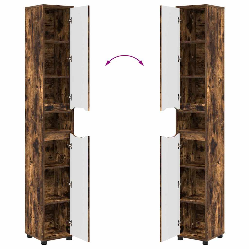 vidaXL Armoire de salle de bain avec porte Chêne fumé 30,5 x 30 x 195 cm