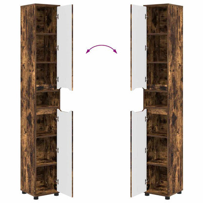 vidaXL Armoire de salle de bain avec porte Chêne fumé 30,5 x 30 x 195 cm