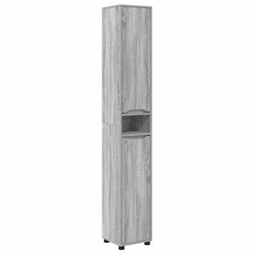 vidaXL Meuble de salle de bain avec étagère, Gris Sonoma, 30,5 x 30 x 195 cm
