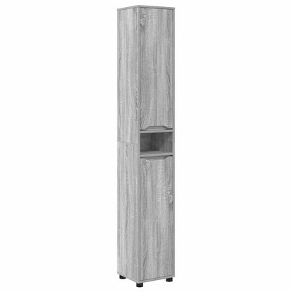 vidaXL Meuble de salle de bain avec étagère, Gris Sonoma, 30,5 x 30 x 195 cm