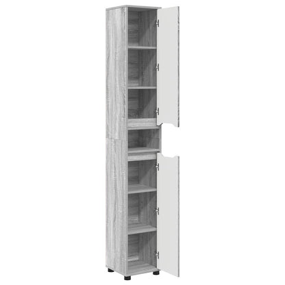 vidaXL Meuble de salle de bain avec étagère, Gris Sonoma, 30,5 x 30 x 195 cm