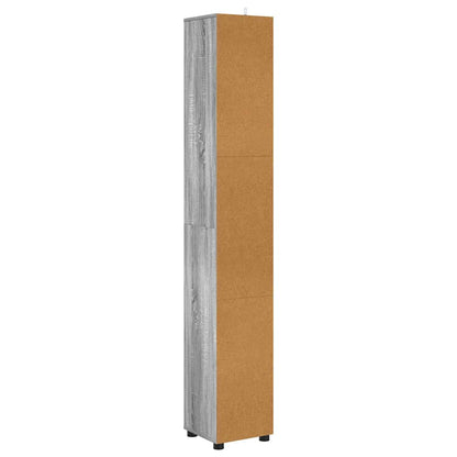 vidaXL Meuble de salle de bain avec étagère, Gris Sonoma, 30,5 x 30 x 195 cm
