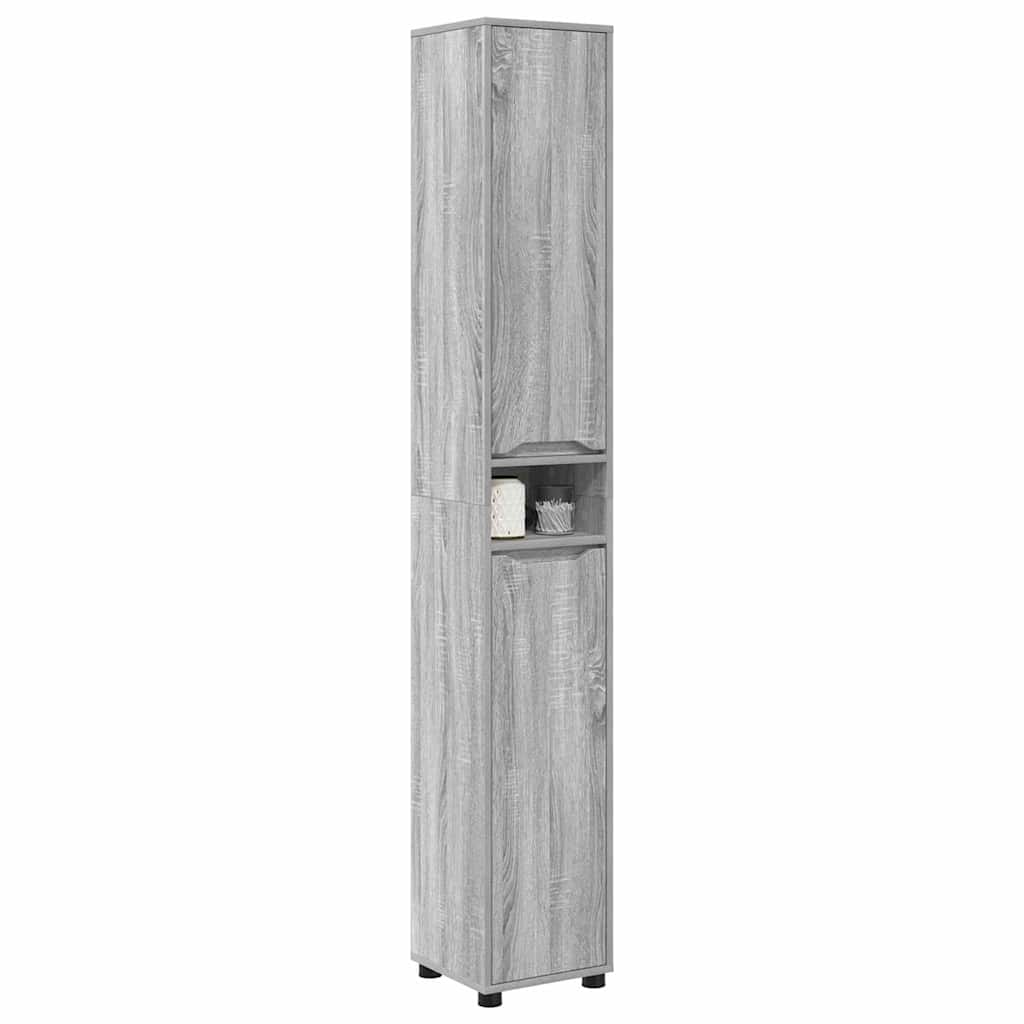 vidaXL Meuble de salle de bain avec étagère, Gris Sonoma, 30,5 x 30 x 195 cm