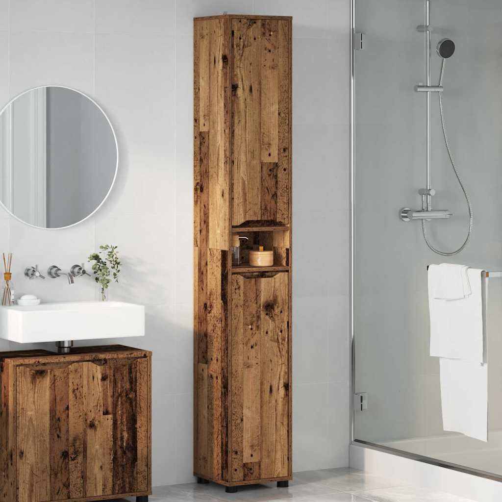 vidaXL Meuble de salle de bain bois de récupération 30,5 x 30 x 195 cm Bois d'ingénierie