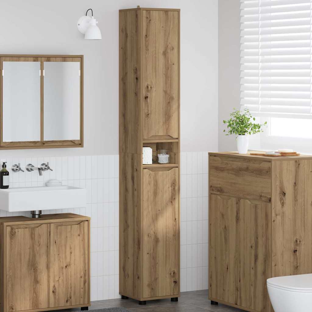vidaXL Meuble de salle de bain avec étagère Chêne artisan 30,5 x 30 x 195 cm