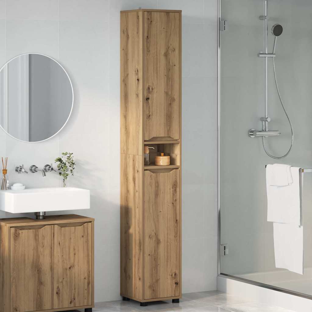 vidaXL Meuble de salle de bain avec étagère Chêne artisan 30,5 x 30 x 195 cm