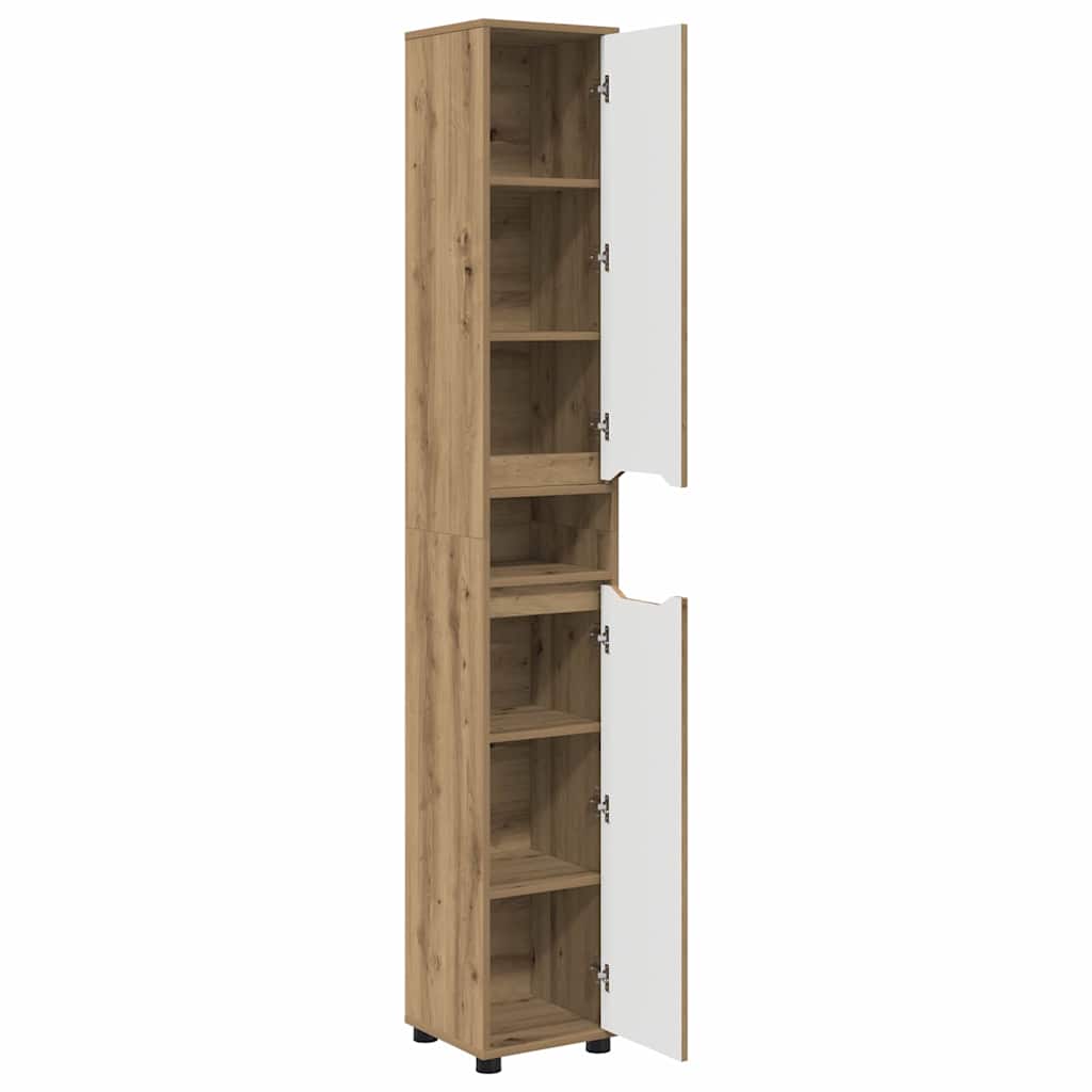 vidaXL Meuble de salle de bain avec étagère Chêne artisan 30,5 x 30 x 195 cm