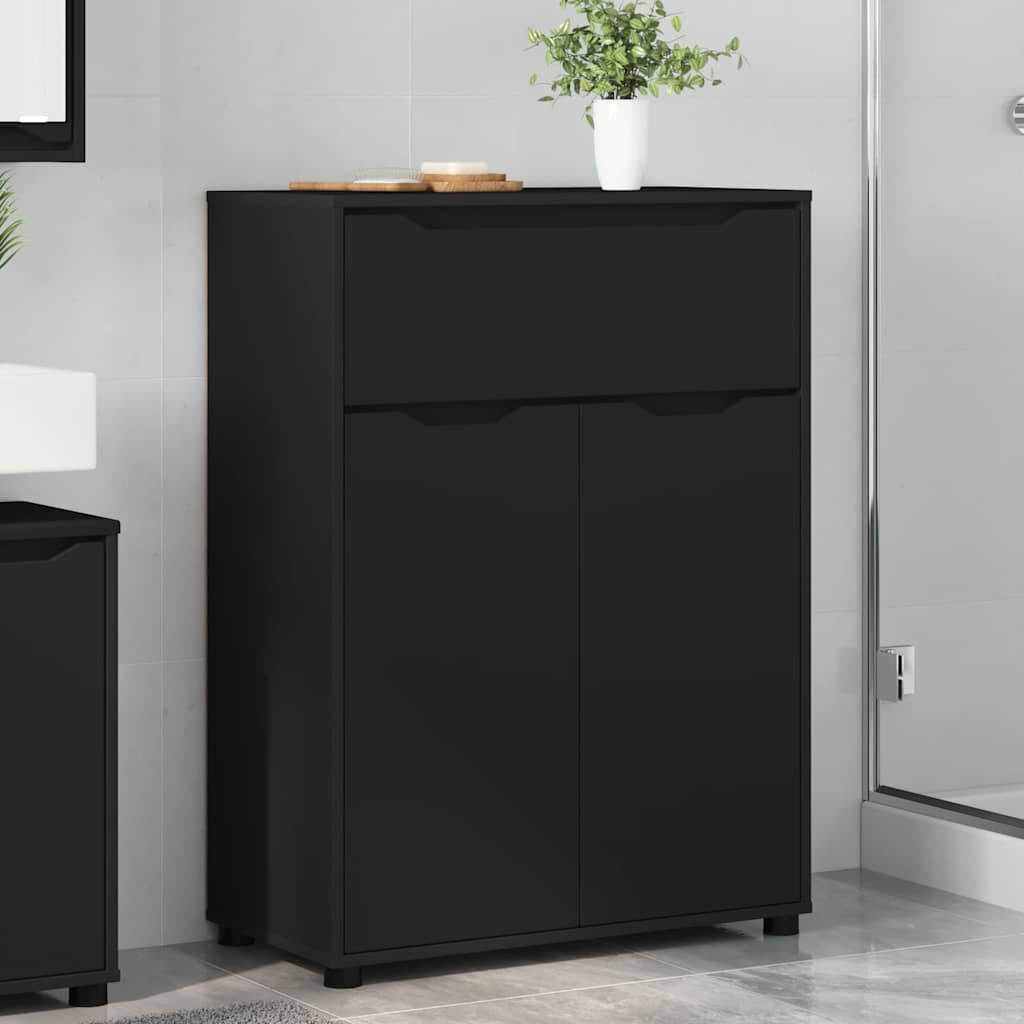 vidaXL Meuble de salle de bain noir 72,5 x 36,5 x 100 cm en bois d'ingénierie