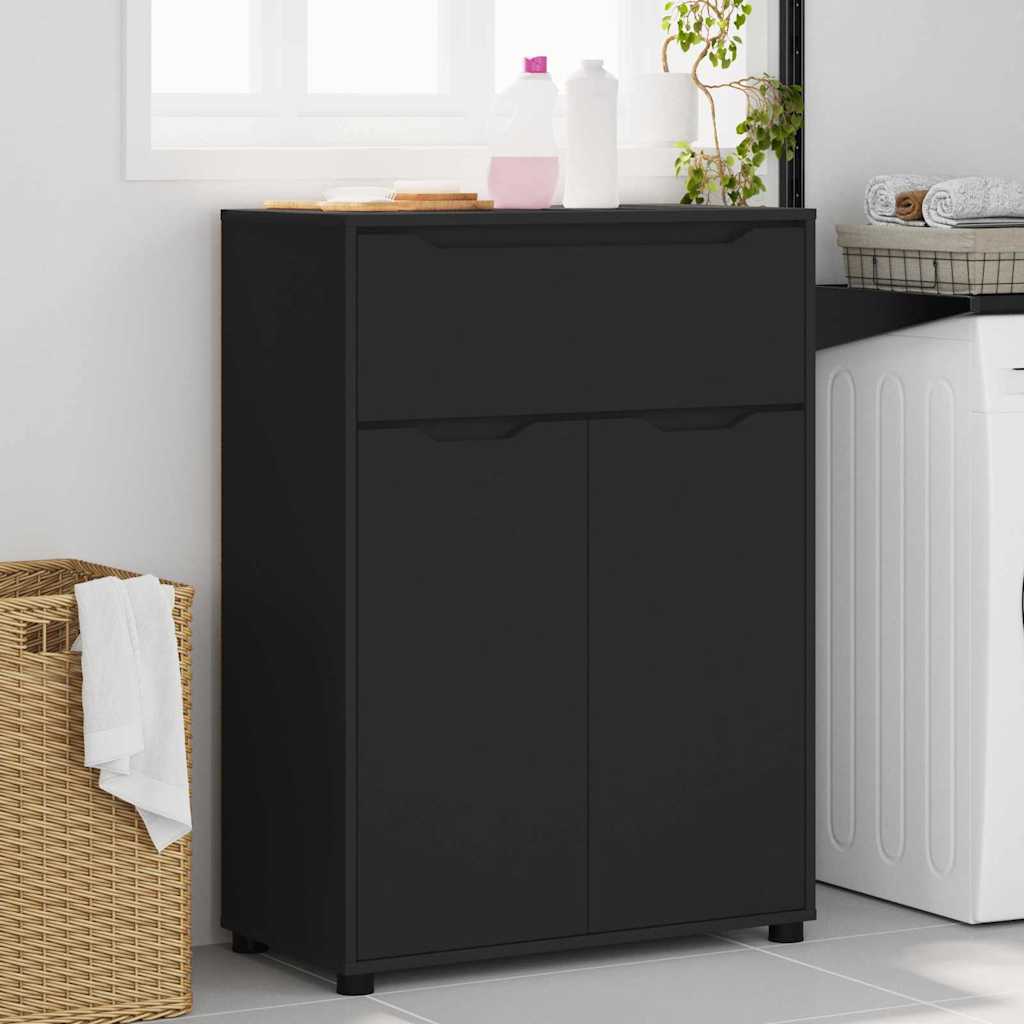 vidaXL Meuble de salle de bain noir 72,5 x 36,5 x 100 cm en bois d'ingénierie