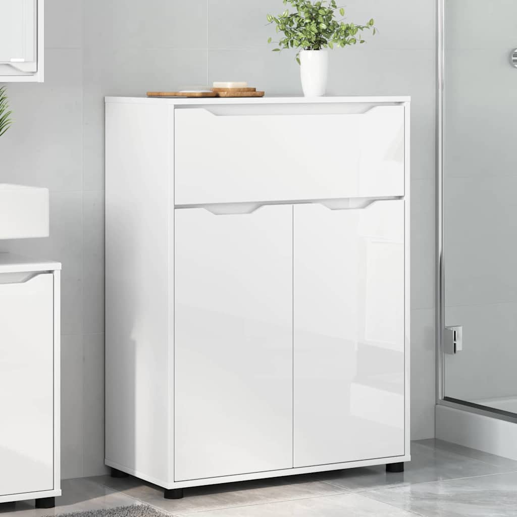 vidaXL Meuble de salle de bain avec étagère Blanc brillant 72,5 x 36,5 x 100 cm