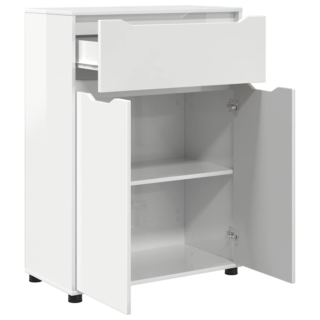 vidaXL Meuble de salle de bain avec étagère Blanc brillant 72,5 x 36,5 x 100 cm