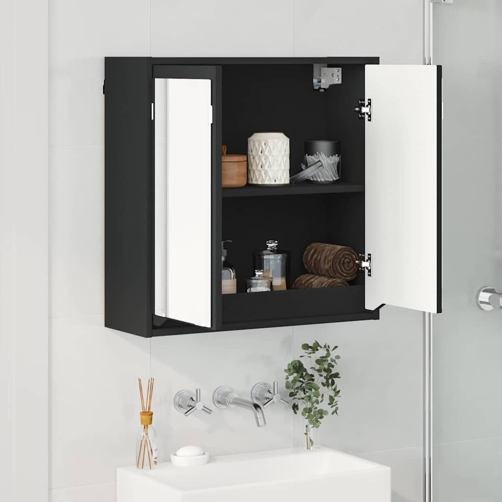 Badezimmerspiegelschrank Schwarz 60 x 20 x 60 cm Holzwerkstoff