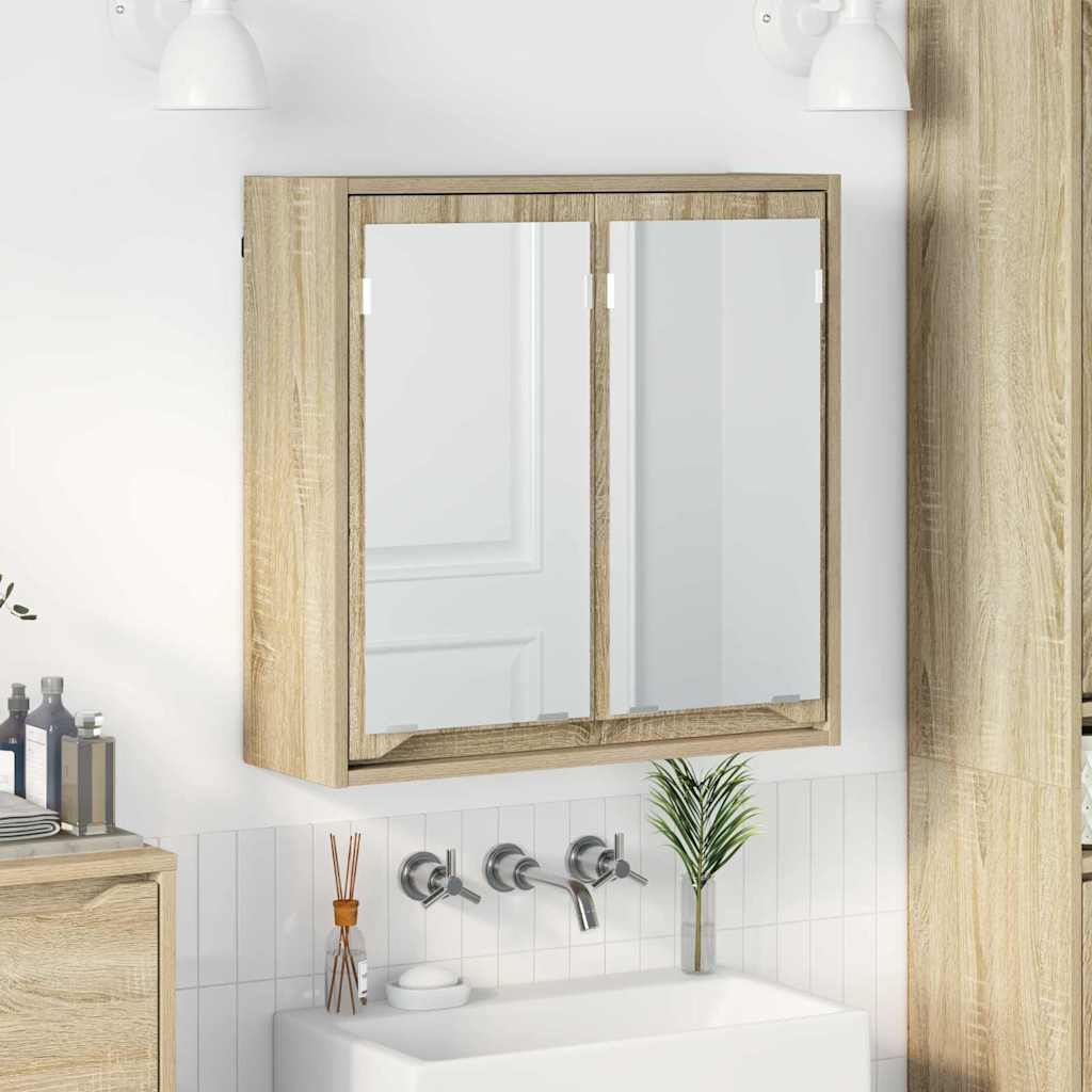 Meuble de salle de bain mural avec miroir et étagère Chêne Sonoma 60 x 20 x 60 cm vidaXL