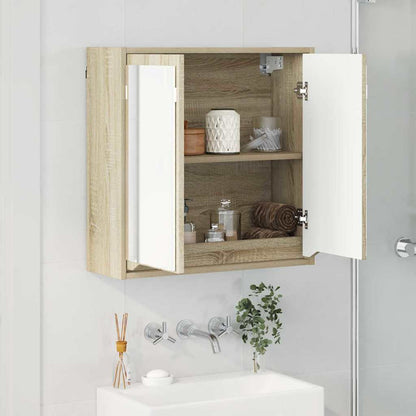 Meuble de salle de bain mural avec miroir et étagère Chêne Sonoma 60 x 20 x 60 cm vidaXL