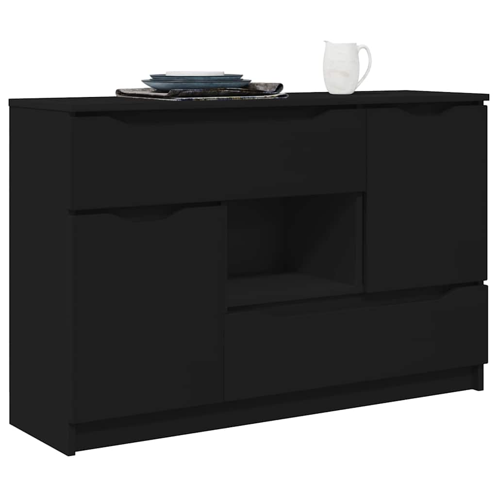 vidaXL Buffet avec tiroirs Noir 100 x 30 x 65,6 cm Bois d'ingénierie