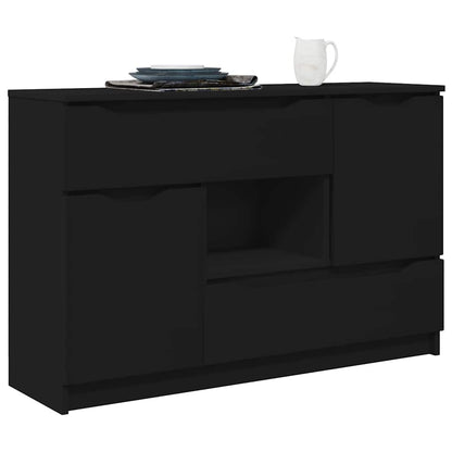 vidaXL Buffet avec tiroirs Noir 100 x 30 x 65,6 cm Bois d'ingénierie