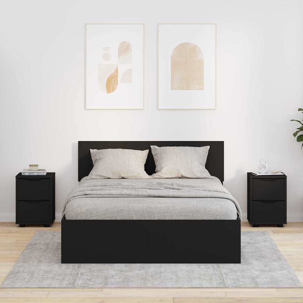 Nachttische 2 pcs Schwarz 30,5 x 30 x 43 cm Holzwerkstoff